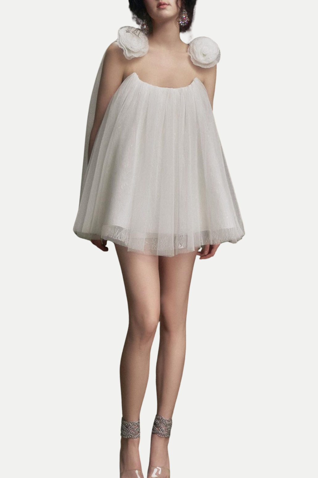 Eorland Floral Chiffon Ruched Mini Dress