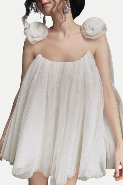 Eorland Floral Chiffon Ruched Mini Dress
