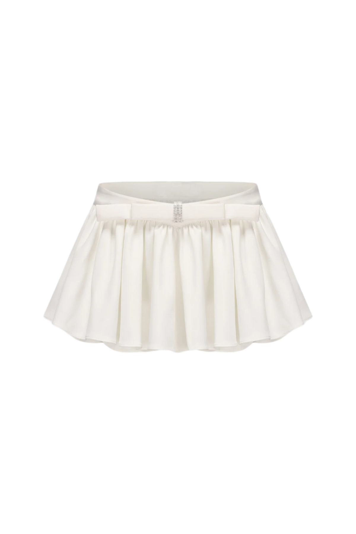 Ruched Chiffon Ruffle Two Piece Set - White