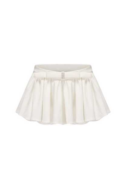 Ruched Chiffon Ruffle Two Piece Set - White