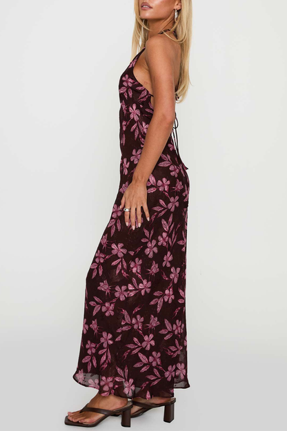 Erbert Floral Halter Maxi Dress - Purple