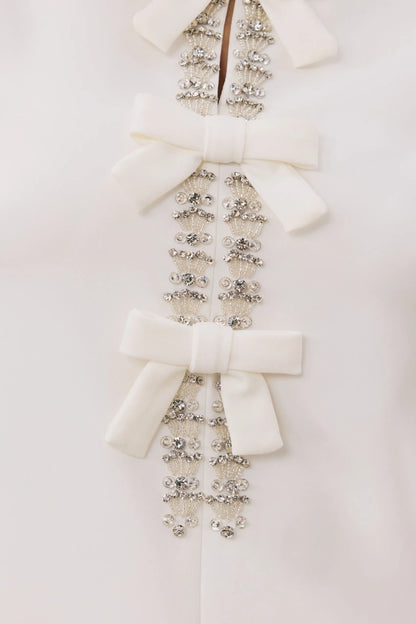 Clarisse bowknot crystal-embellished mini dress