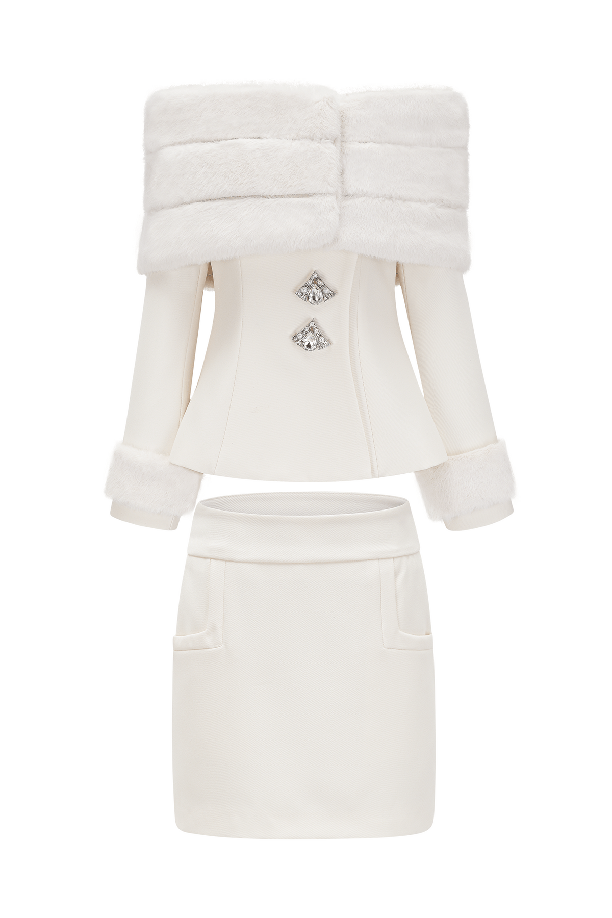 sharon Off Shoulder Faux Fur Two Piece Set