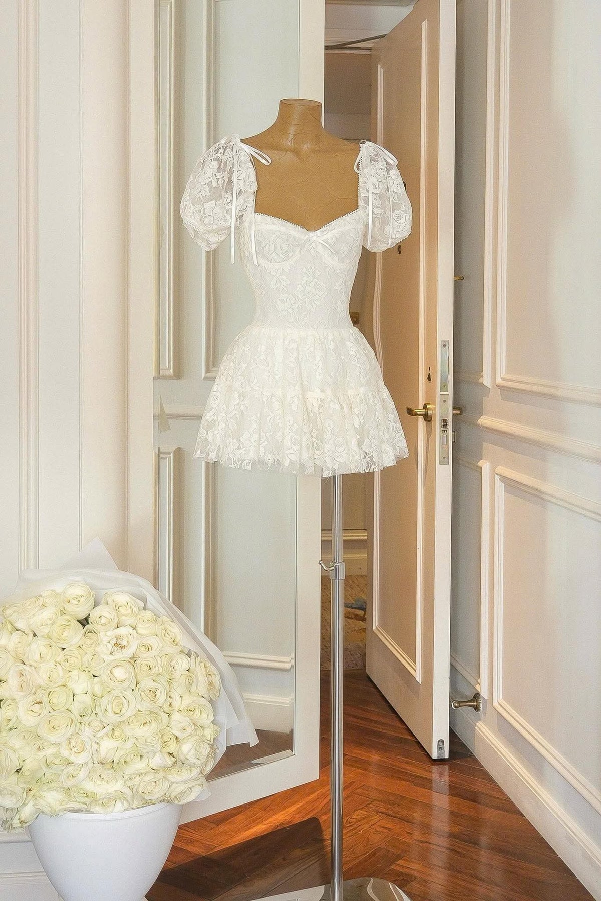 Lara Puff Lace Mini Dress