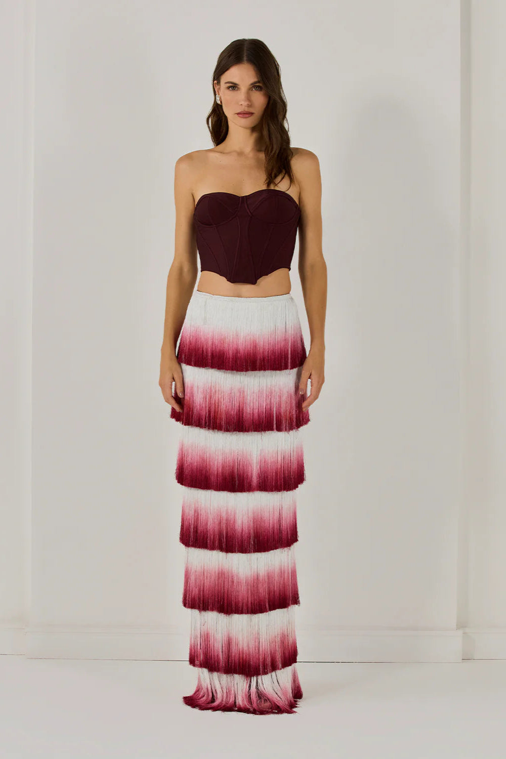 Despo Gradient Fringe Corset Two Piece Bandage Set