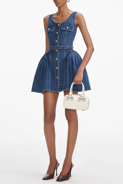Flared Denim Mini Dress