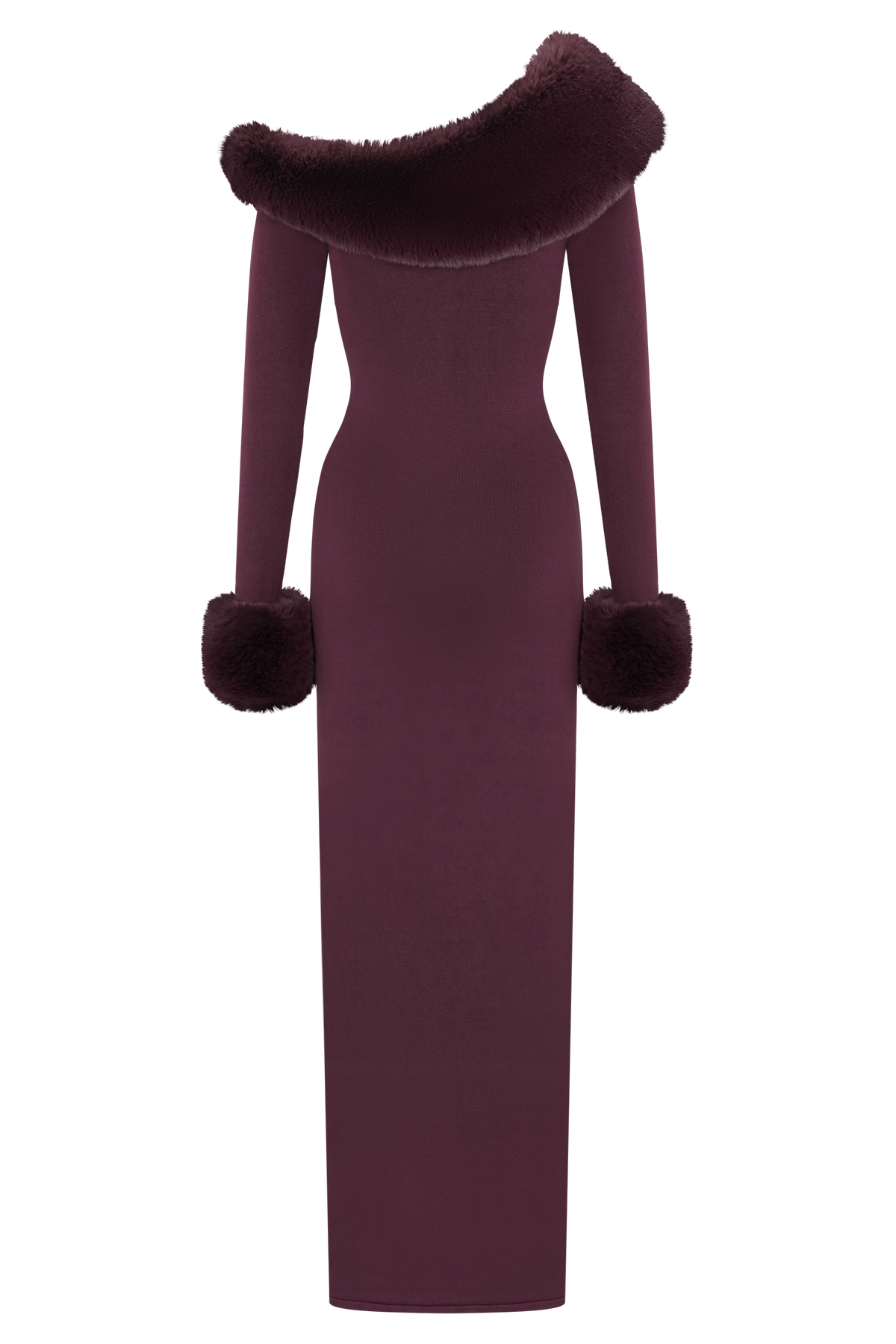 rebecca Faux Fur Knit Maxi Dress - Plum
