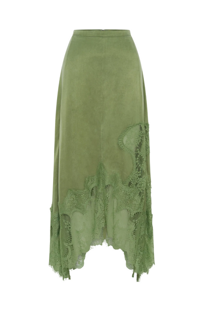 Gavia Sleeveless Lace Top & Midi Skirt Set - Green