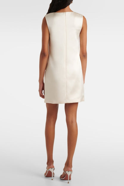 Floral Appliqué Satin Mini Dress