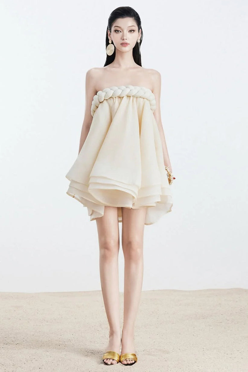 Hemp rope tube top tutu skirt in beige