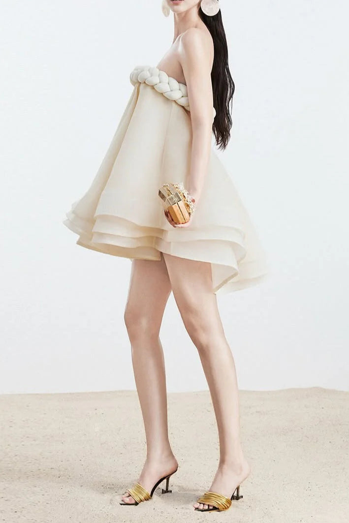 Hemp rope tube top tutu skirt in beige