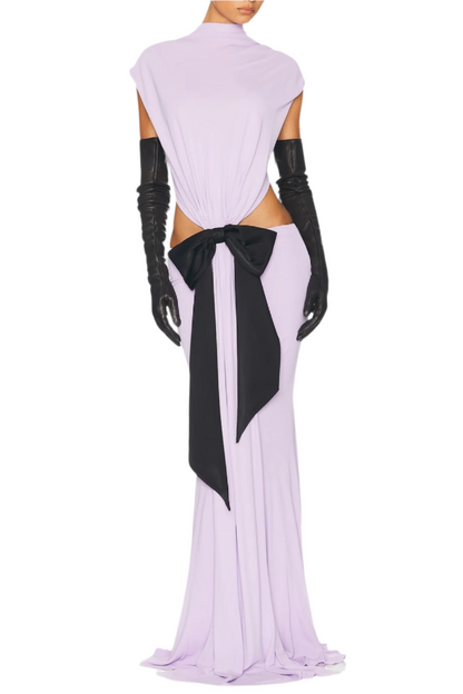 Graillot Bow Cutout Backless Maxi Dress - Purple