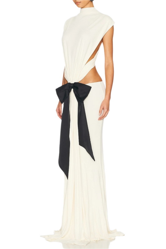 Graillot Bow Cutout Backless Maxi Dress - White