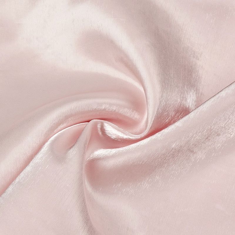 Smiley Puff Sleeve Satin Midi Dress in pink