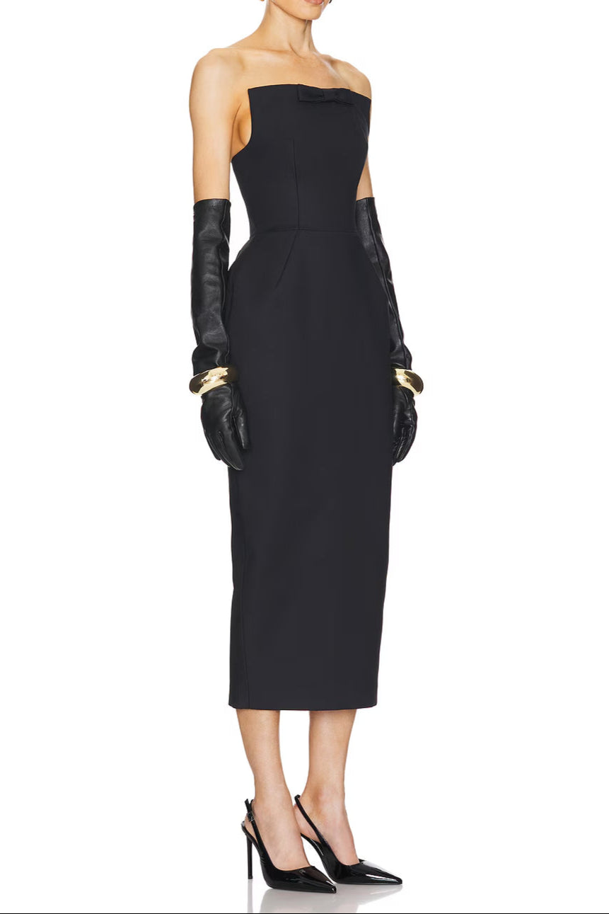 Obozh Bow Strapless Maxi Dress - Black