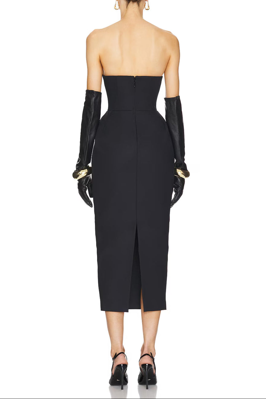 Obozh Bow Strapless Maxi Dress - Black