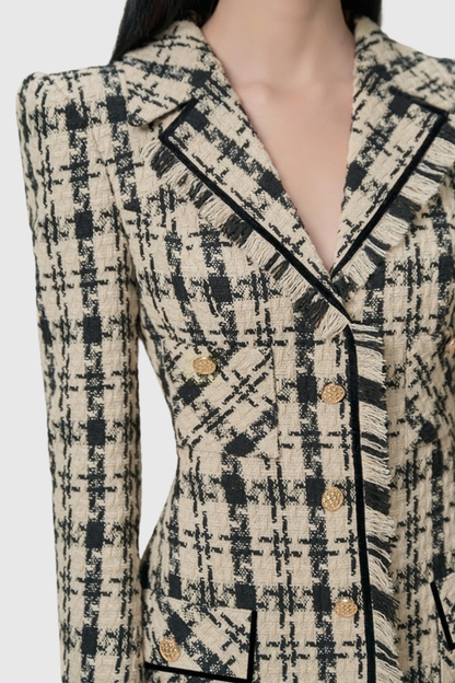 ophelia Houndstooth Tweed Mini Dress