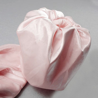 Smiley Puff Sleeve Satin Midi Dress in pink