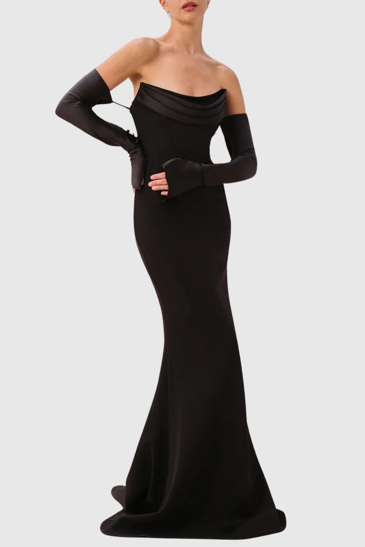 Off Shoulder Corset Maxi Dress - Black