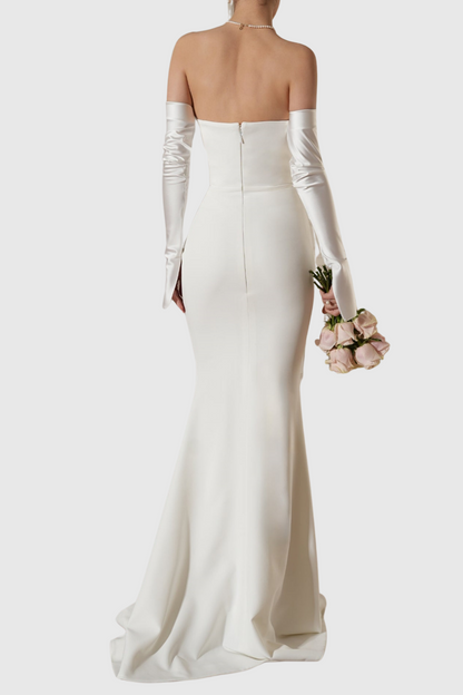 Off Shoulder Corset Maxi Dress - White