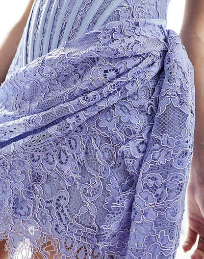 Strapless Lace Dress In Lilac