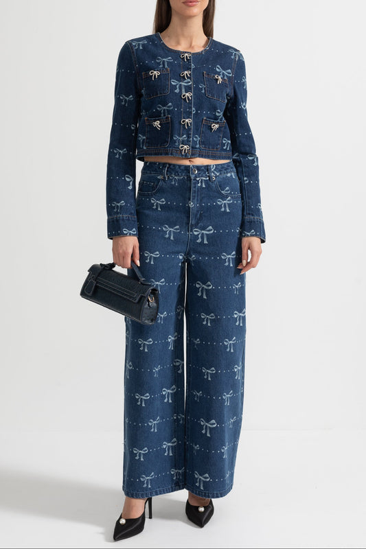 alisa blue Long Sleeve Denim Jacket