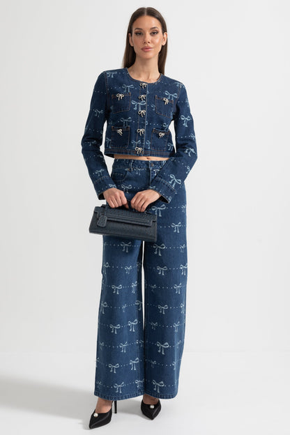 alisa blue Long Sleeve Denim Jacket