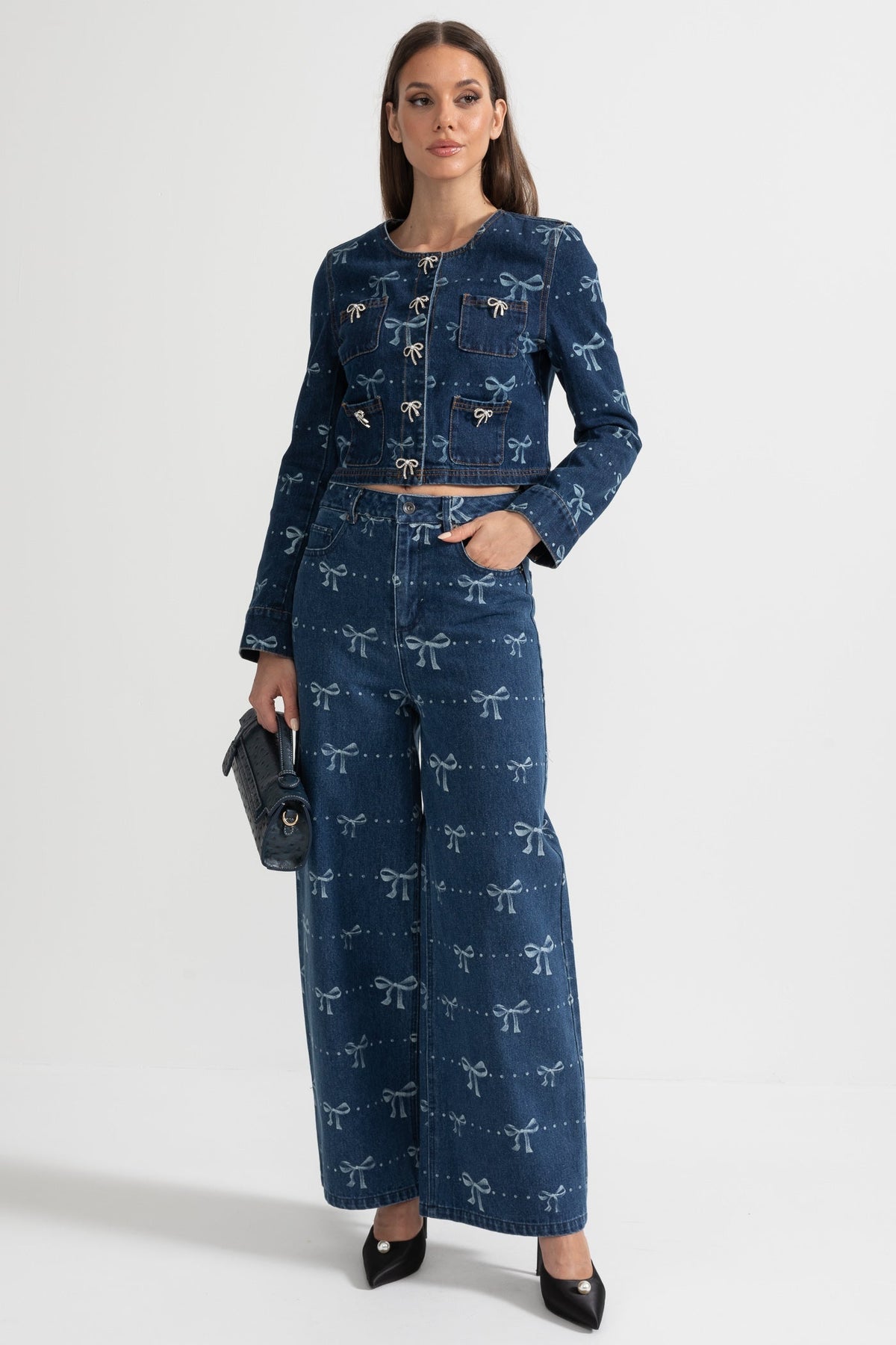 alisa blue Long Sleeve Denim Jacket