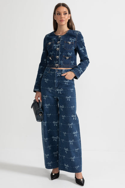 alisa blue Long Sleeve Denim Jacket