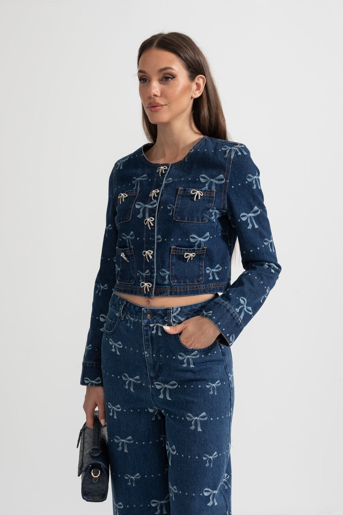 alisa blue Long Sleeve Denim Jacket