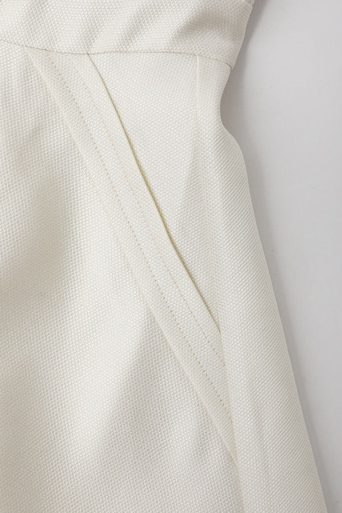 Strapless Straight Across Neck Polyester Midi Dress