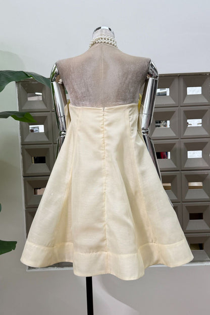 sabrina Off-Shoulder 3D Floral Mini Dress in Yellow