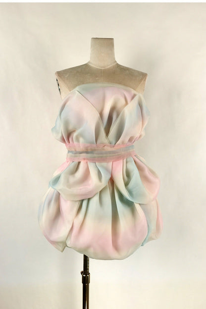 FLOWER BUD RAINBOW MINI DRESS