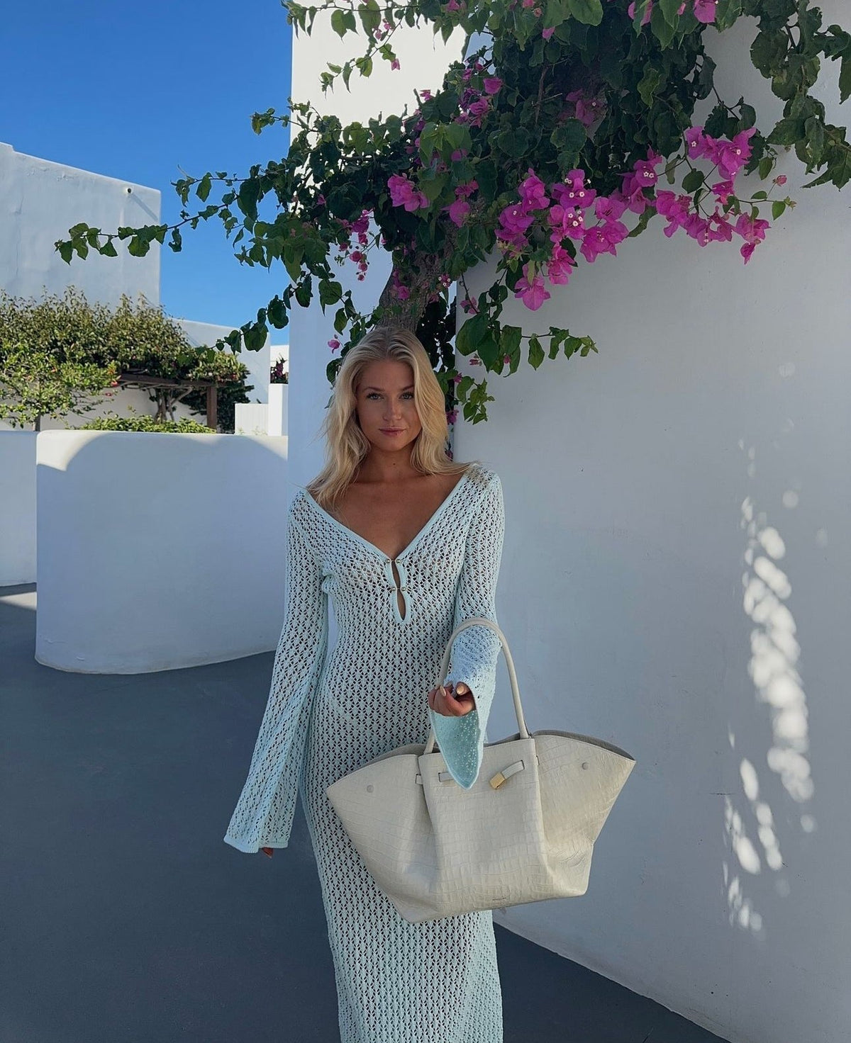 Eyelet Knit Maxi Dress