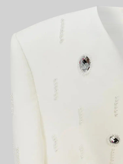 Diamond Embellished Co-Ord with Maxi Skirt - White