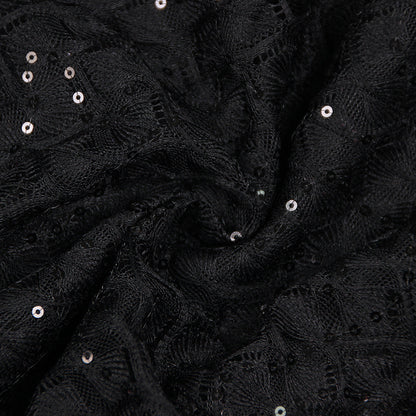 BLACK FEATHER SEQUIN JUMPSUIT