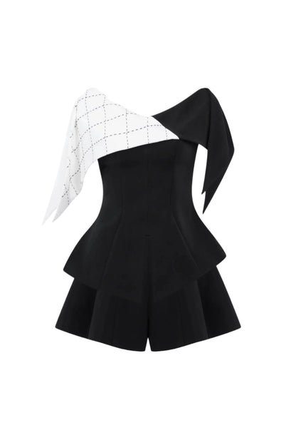 two-tone top wide-leg shorts two piece set