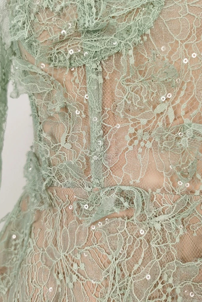 FLARE CUT-OUT LACE MINI DRESS