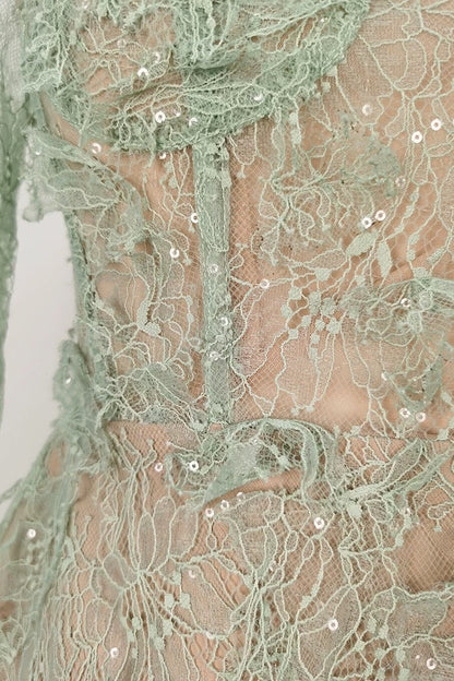 FLARE CUT-OUT LACE MINI DRESS