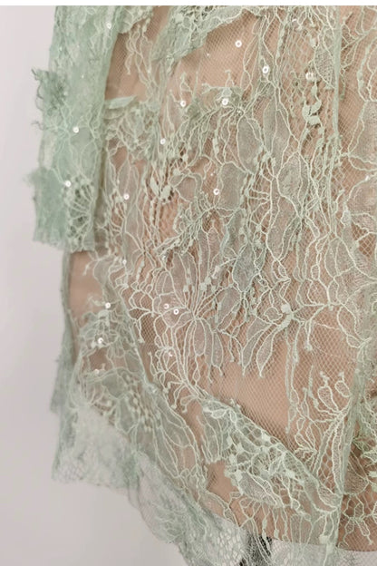 FLARE CUT-OUT LACE MINI DRESS