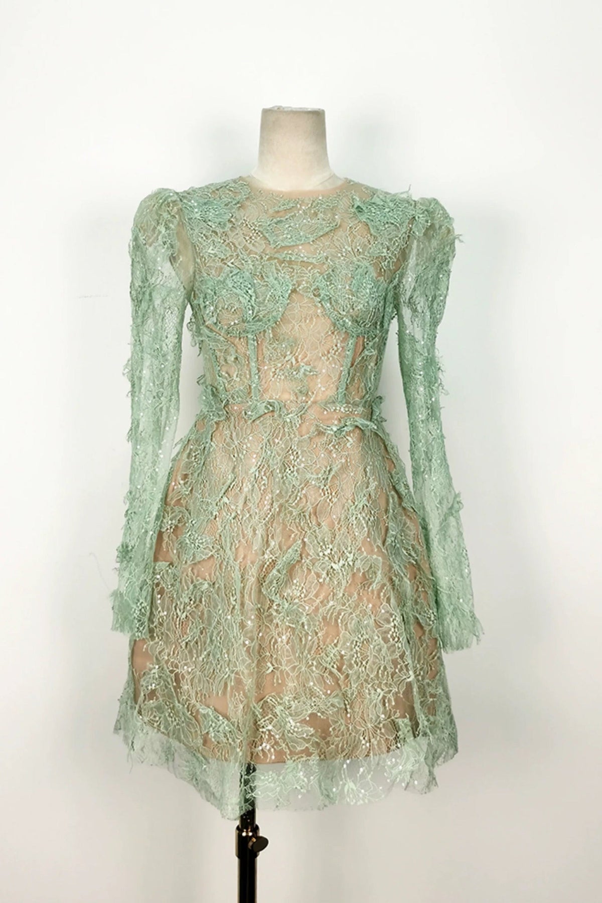 FLARE CUT-OUT LACE MINI DRESS