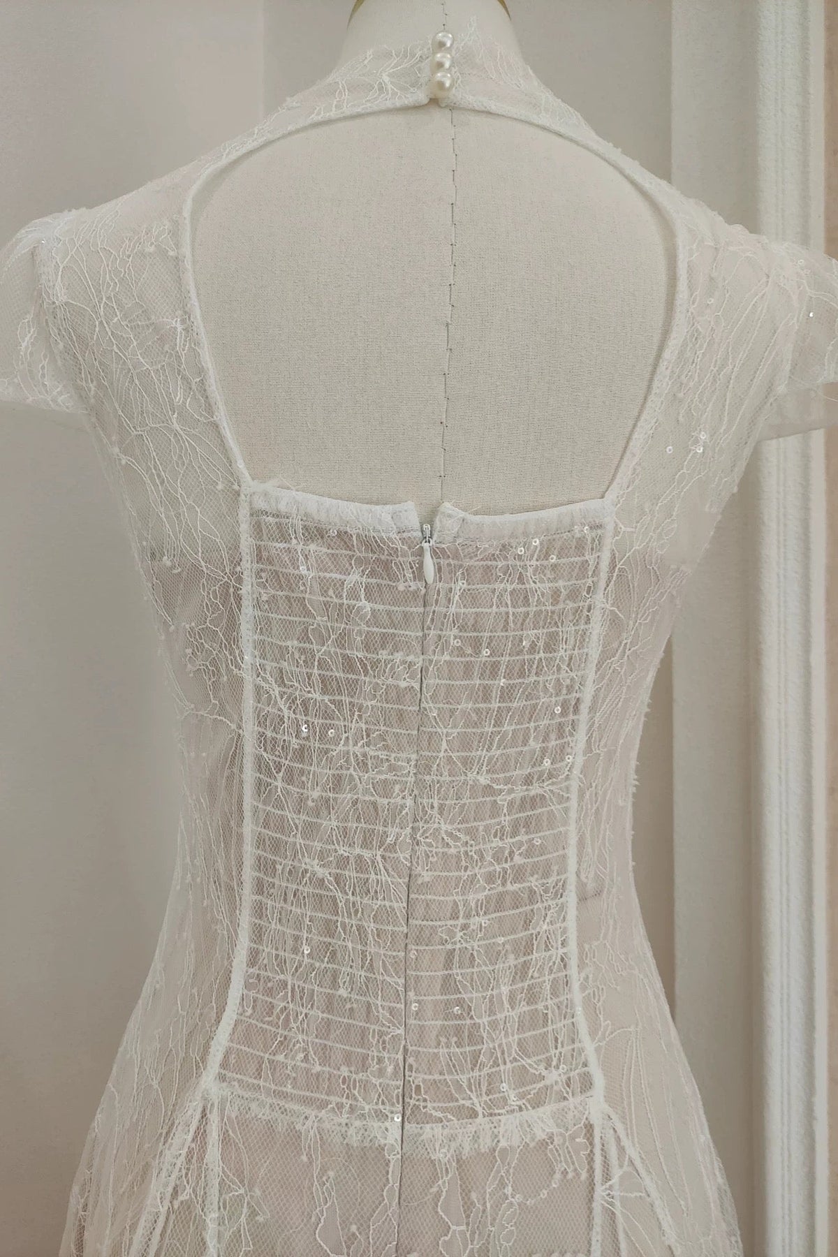 lace sequin A line midi dress