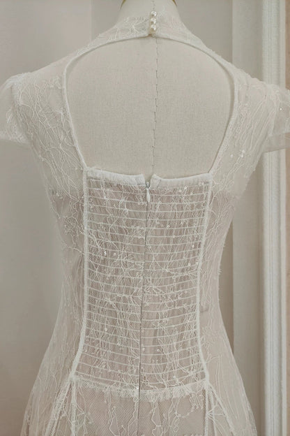 lace sequin A line midi dress