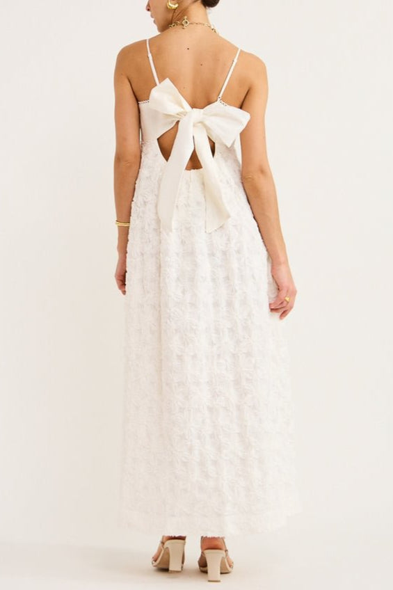 Iggy Embroidered Midi Dress In Cream