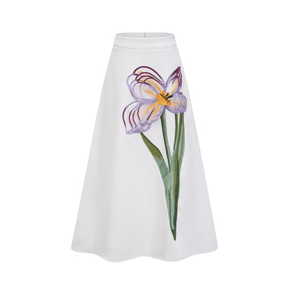 White Floral Embroidered midi dress Matching Set