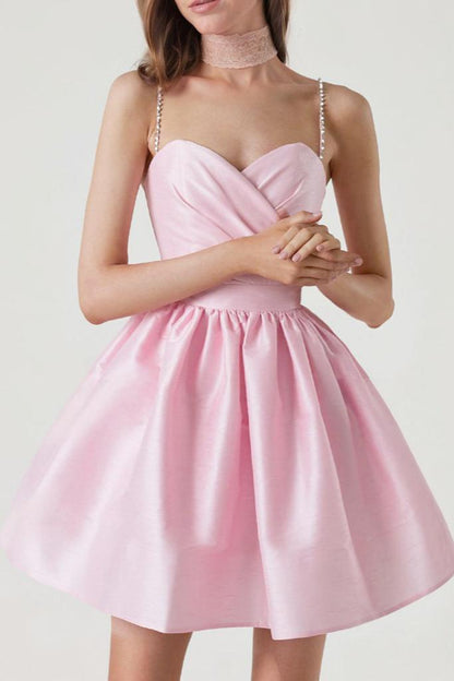 Satin Ruffle Hem Mini Dress