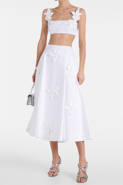 3D Floral High Waist Pocket Skirt