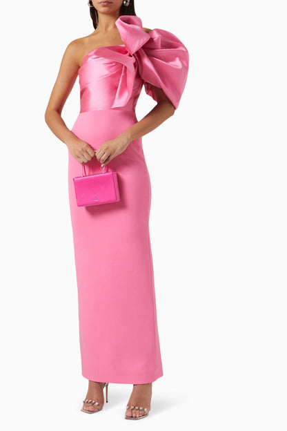 Satin Bow Sleeveless Midi Dress