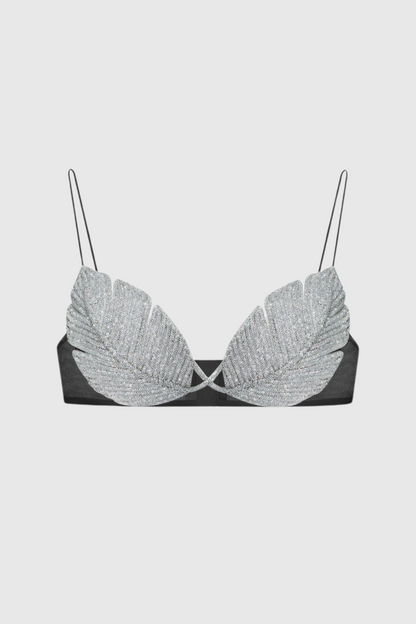 Leaf Crystal Bralette - Black