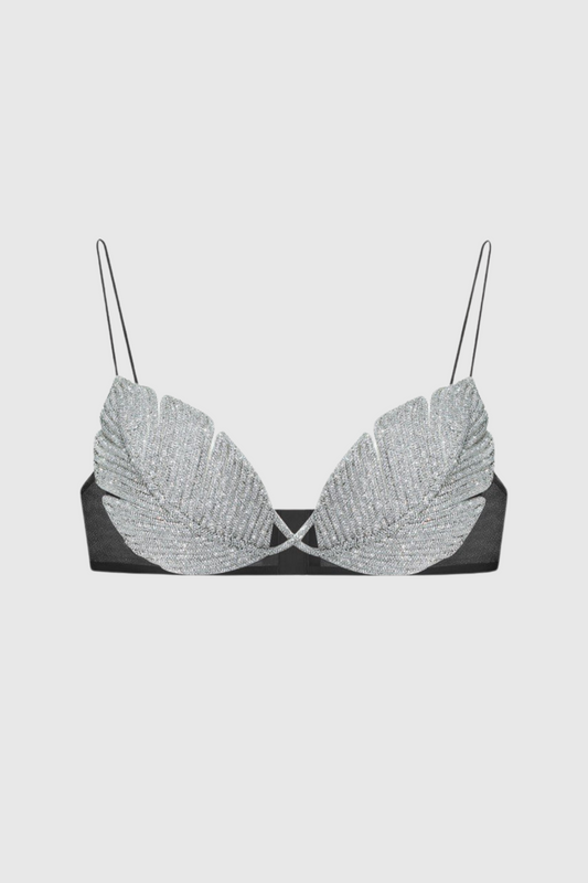 Leaf Crystal Bralette - Black
